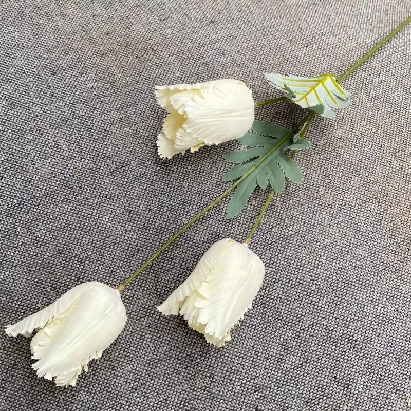 Height 63cm Each Plant Has 3 Branches Brushed Cloth Material Parrot Tulip Faux Flowers Artificial