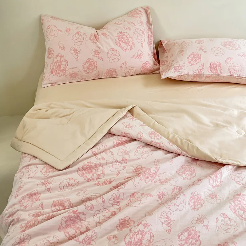 Wholesale Summer Quilt Jacquard Quilted Cotton Three-layer Yarn Bedspread 4 pcs Set