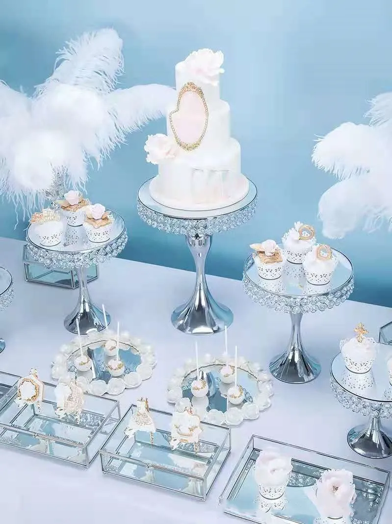 wholesale supply modern European wedding cake holder stand sets dessert party decorative fancy rotating cup cake holder