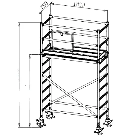 High Quality Professional 2m echafaudage aluminum rolling scaffold tower for outdoor