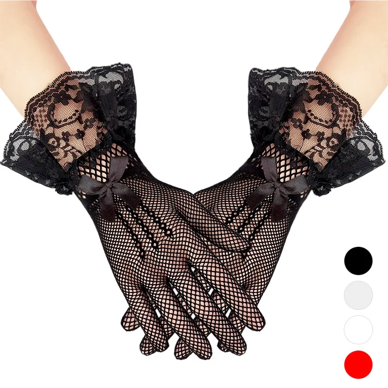 
Knitted Gloves Full Finger Lace Mesh Lace Bridal Accessories Sexy Hand Sleeve Wedding Lace Bridal Gloves 