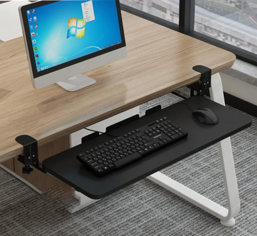 Black Easy Installation Underdesk Slide Clamp Computer Office Building Adjustable Keyboard Tray