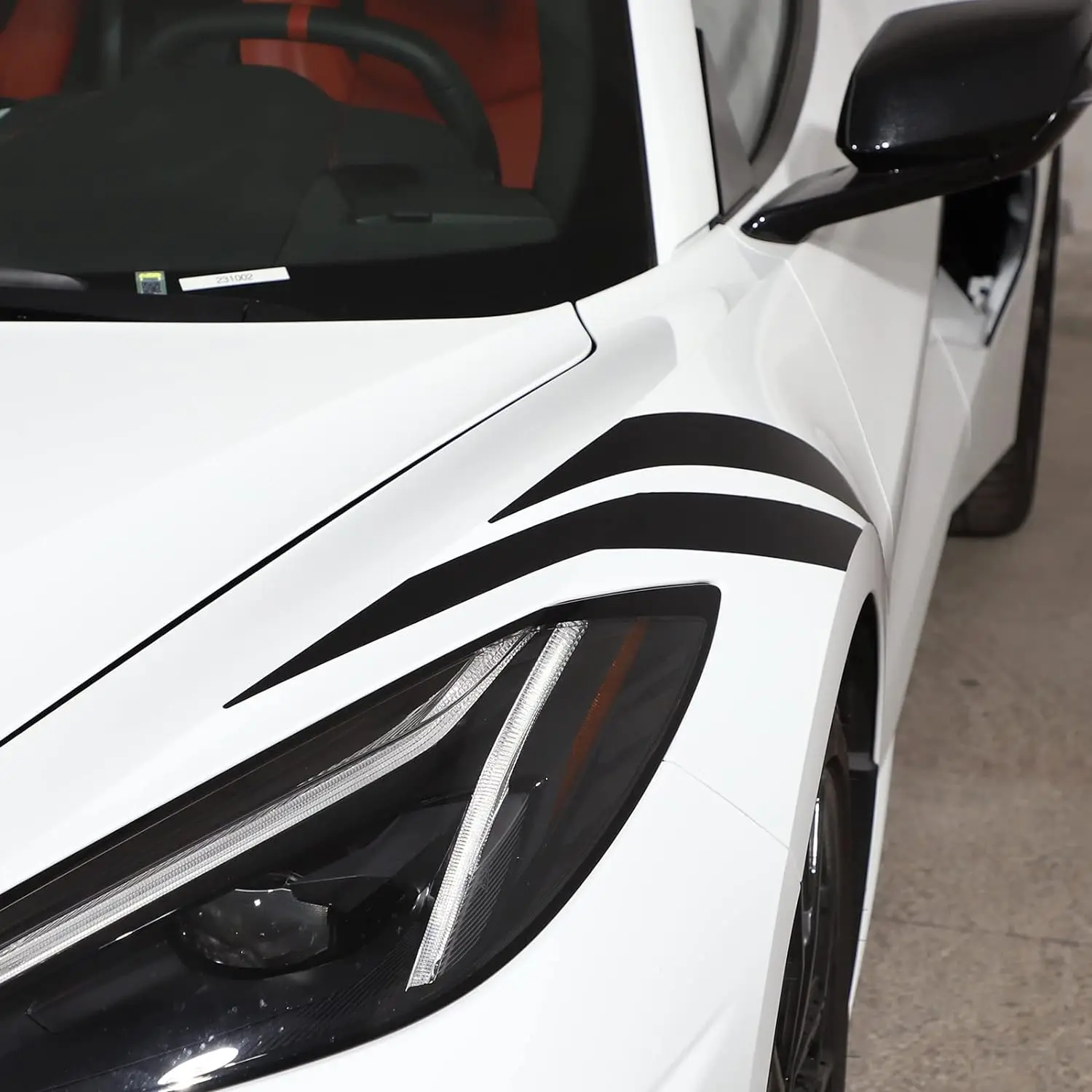 Car Headlight Stickers Long Stripe Vinyl Decal Auto Headlight Fender Sticker For Chevrolet Corvette C8 2020-2023 Car Accessories