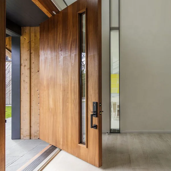Modern exterior pivot brown solid wood door of the entrance door of the European and American villa  custom-designed door