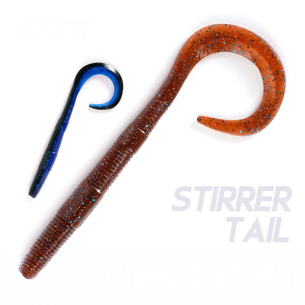 Wholesale OEM 140mm 8g Plastic Curly Swimbait Bait Soft Stirrer Tail Swim Worm Fishing Lures