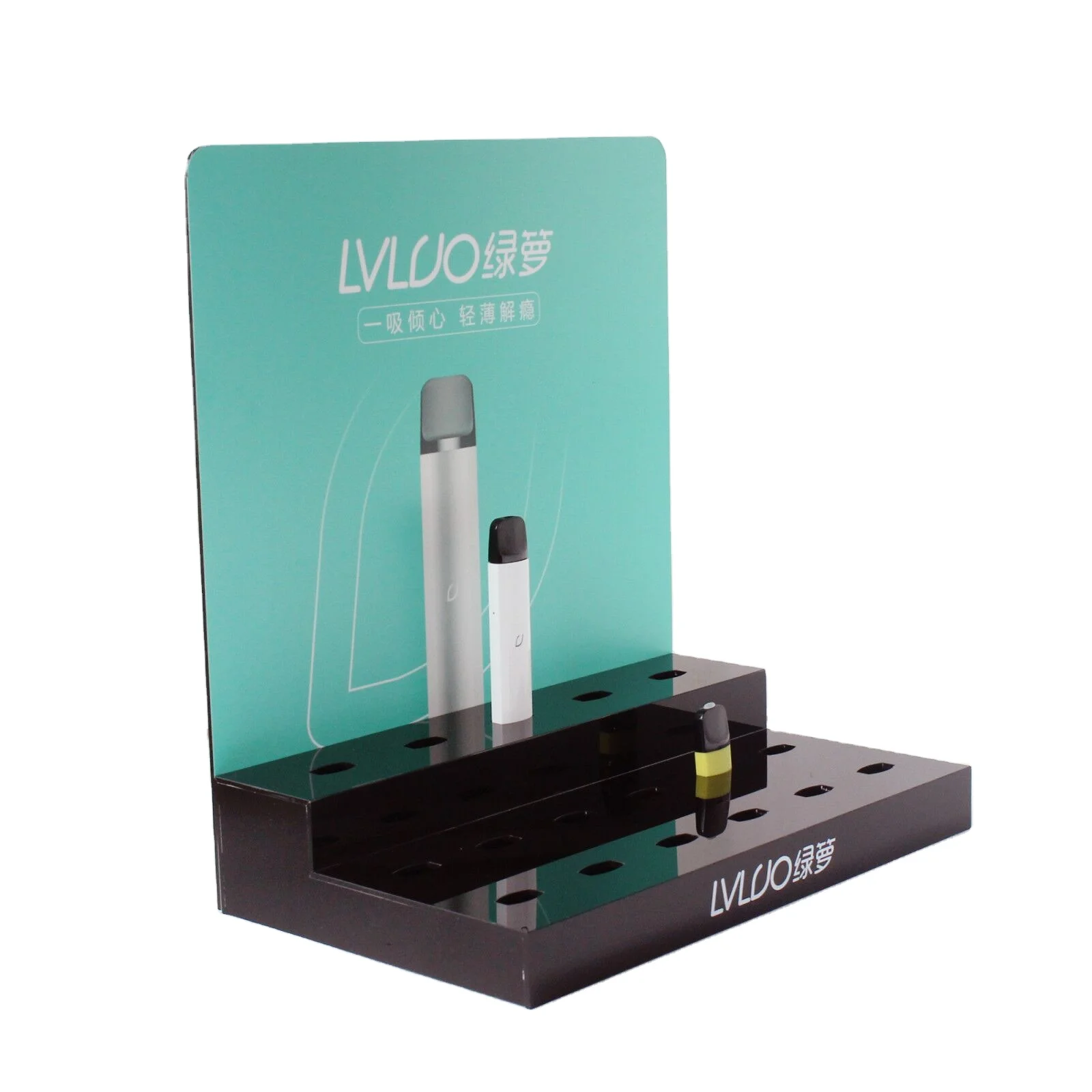 Factory custom acrylic porous protank display rack, organic glass  L - shaped electronic vapor cigarette display stand