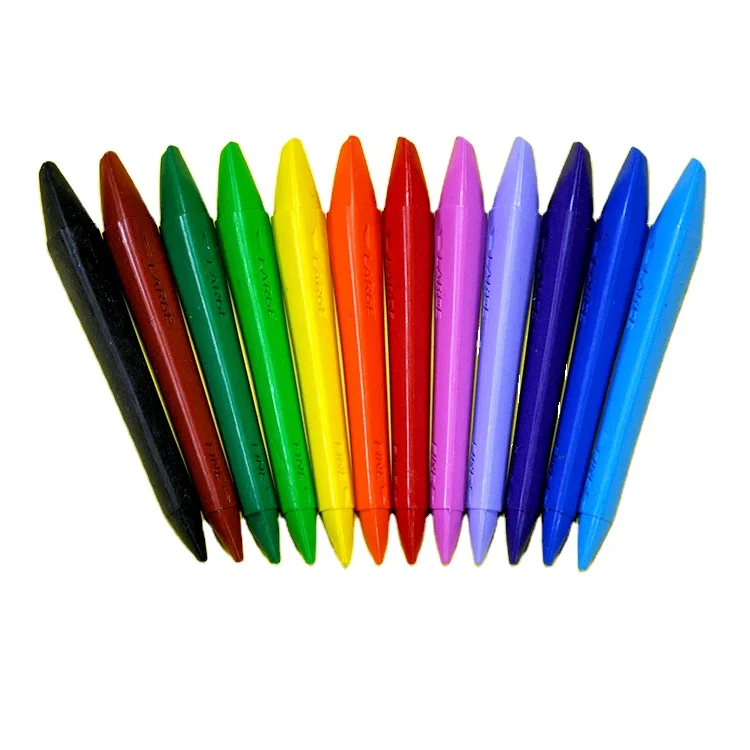 kids art drawing bright color 12 colours big triangle  double tips plastic crayon