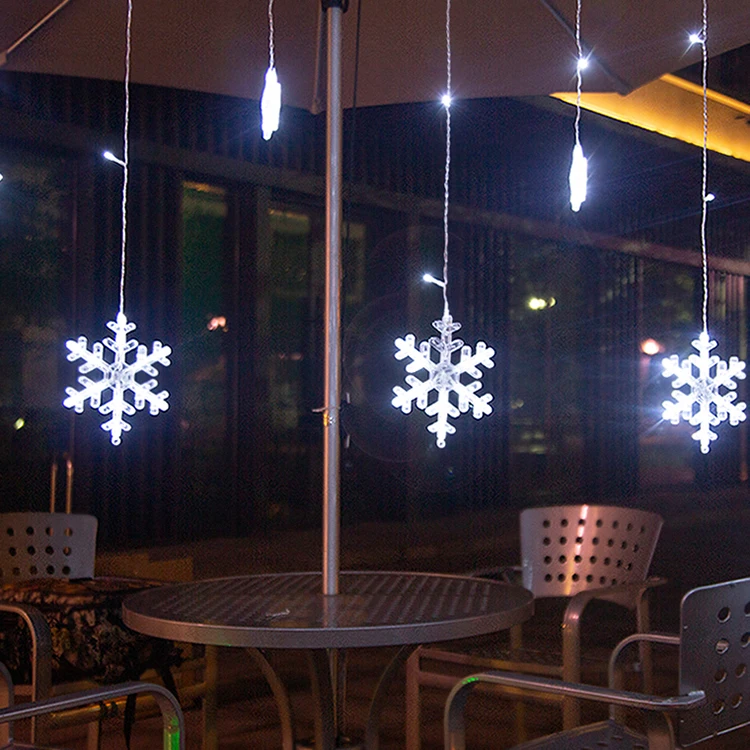 LED Solar Panel  Christmas Fairy String snowflake Curtain Decorative Lighting