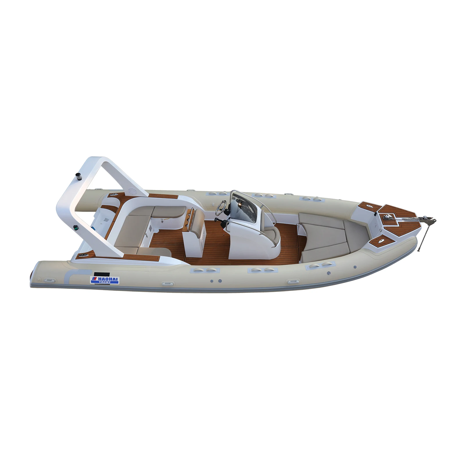Haohai Inflatable Racing Boat Small Bateau with Aluminum Center Console New PVC Hypalon Glassfiber Resin Material for Rafting