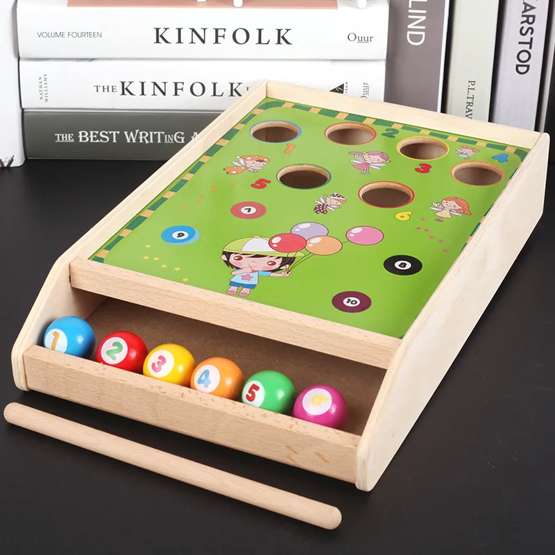 
Woode Billiards Game Wooden Billiards Board Game Matching Toys Parent-Kids Interactive Games Balls Sticks Educational Gifts <span style=