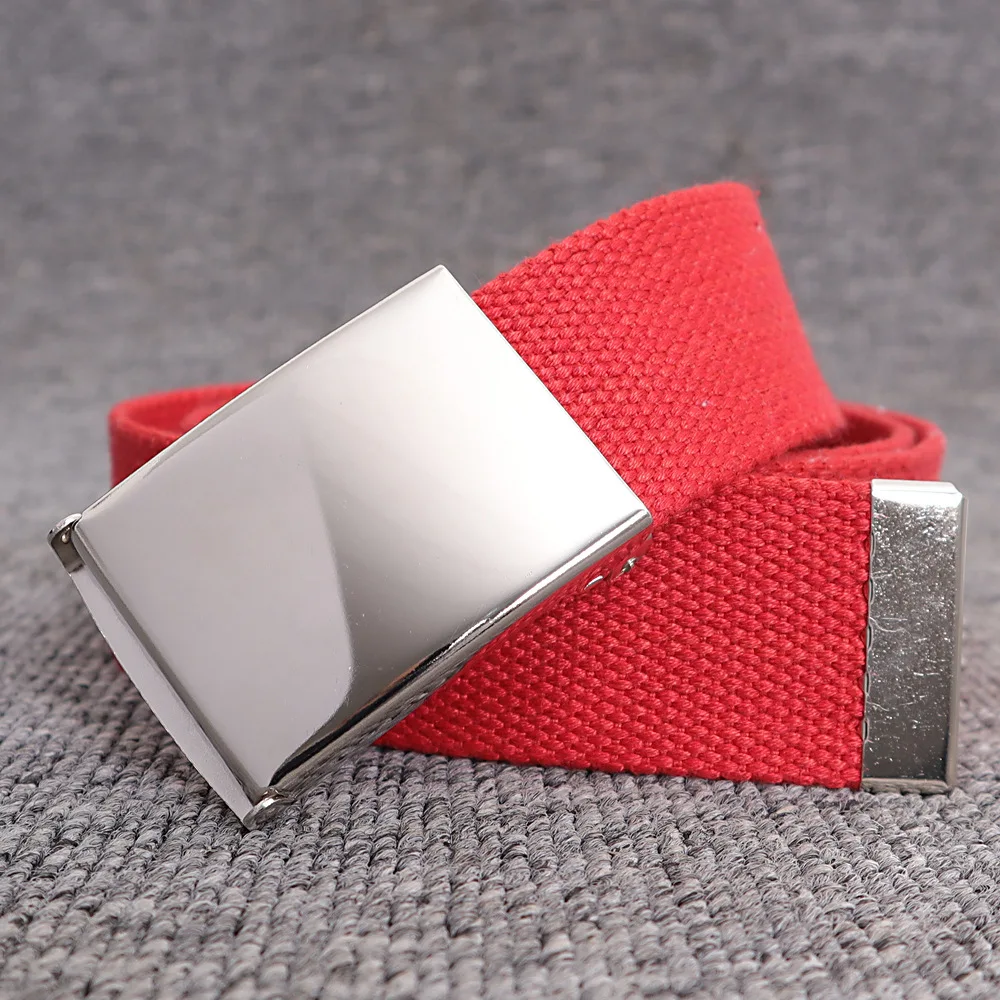 Men Women Casual Fashion Luxury Couples Customized Logo Metal Buckle Tactical Designer Belt Jeans Cotton Multicolor Fashion Belt