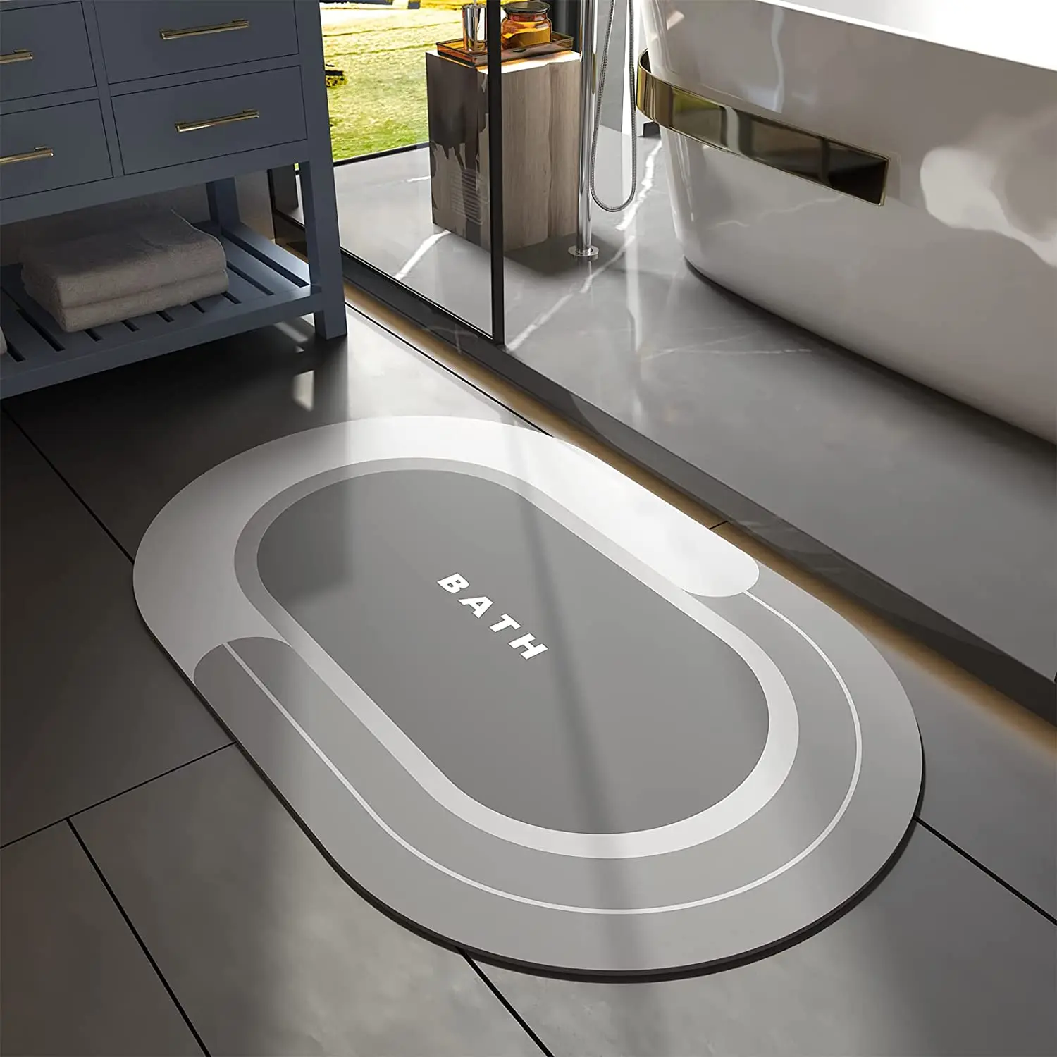 Customized Water Absorbent Bathroom Floor Mat Designer Diatomite Non Slip Bath Mat