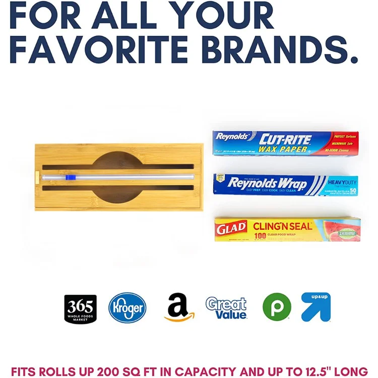 Wholesale Kitchen Cutting Tool Vegetable Fruit Plastic Cling Film Shrink Bubble Wrap Dispenser Cutter Storage Box For Dispense