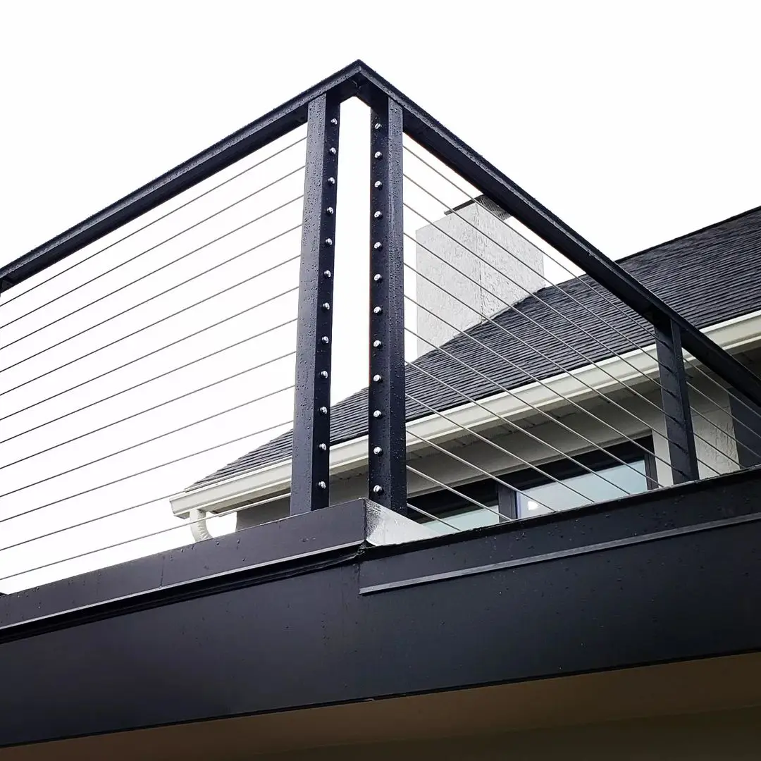 America Modern Design Outdoor Durable Stainless Steel 316 4/6mm Cable With 262 Series Tensioner Carbon Steel Baluster Railing