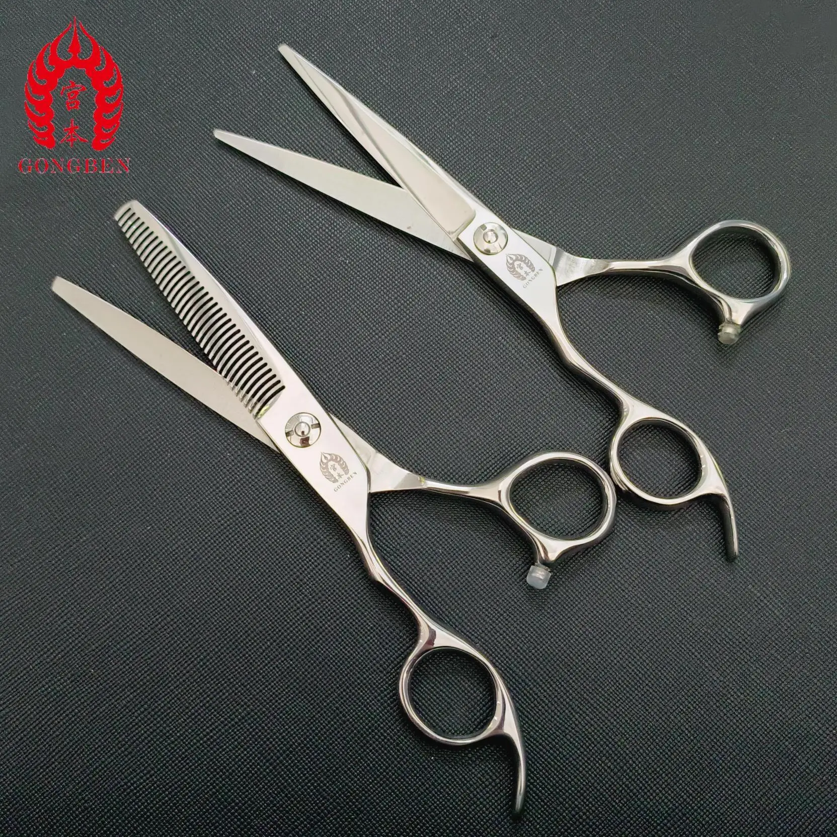 GONG BEN Hairdressing Barber Scissor Professional left hand 6inch Stainless Steel Salon Barber Cutting Hair Scissors For Men