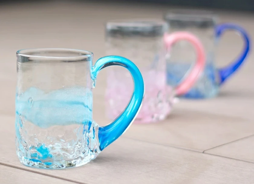 Japan Okinawa traditional craft coffee glass mug cup with ryukyu glass