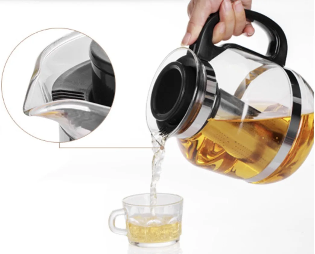 Turkish Japanese Borosilicate Glass Teapot 1800ml/2200ml/2600ml Big Handle Tea Kettle Stainless Steel Removable Infuser Home Use