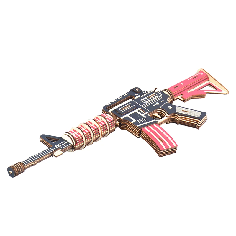 The best selling pistol simulation model 3D puzzle game wooden puzzle boy gift.