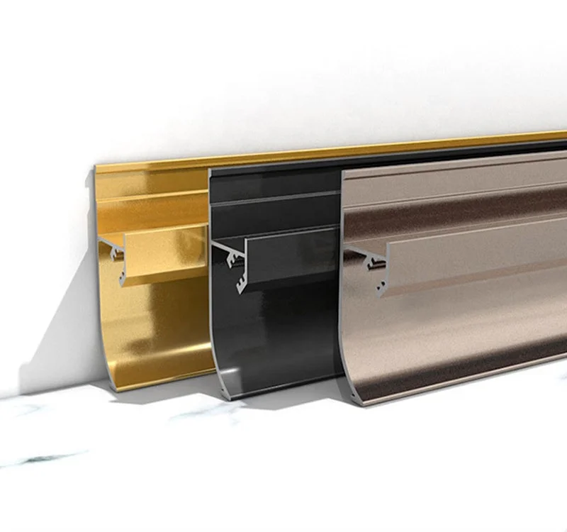 
OEM Metal Gold Silver Black Waterproof Modern Aluminum Luxury High end Led Skirting for Hotel Bar Salon Decoration 