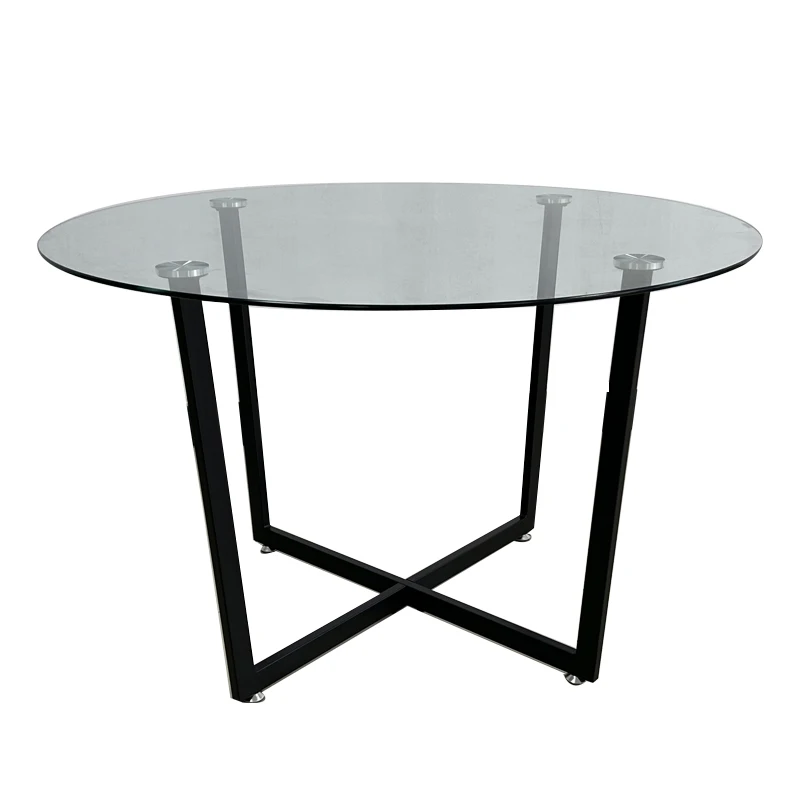 Nordic Modern Minimalist Living Room Modern Tempered Glass Top Metal Leg Round Coffee Table