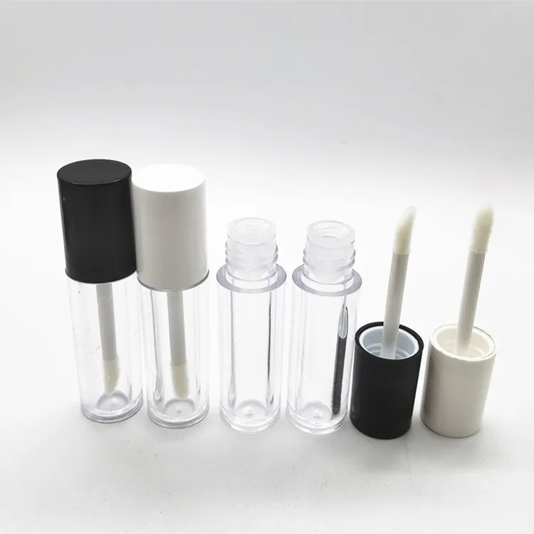 new empty round square all clear wand lip gloss container bottle packaging tubes with big brush 2.5ML