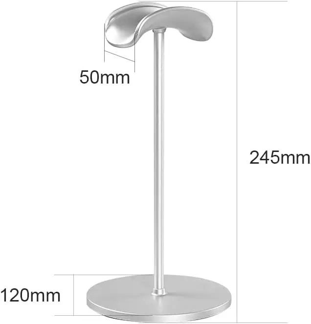 Headphone Stand Headset Holder Earphone Stand with Aluminum Supporting Bar Flexible Headrest ABS Solid Base for All Headphones