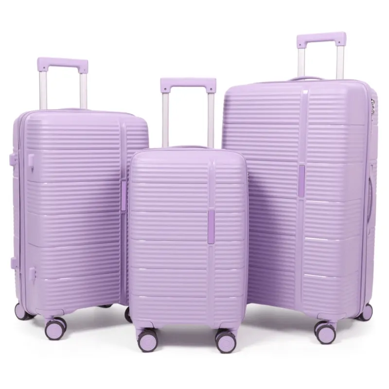High quality Fashional travel PP hard shell large capacity multi color fashionable suitcase luggage case set