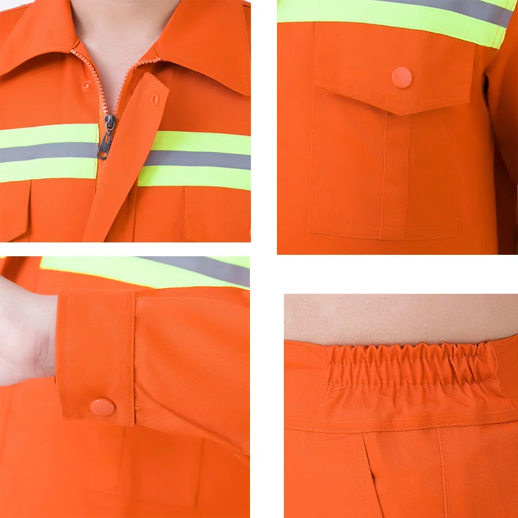 Wholesale Industrial Two Pieces Reflective Conti Suit safety Overall Workwear Coverall for Factory Workers