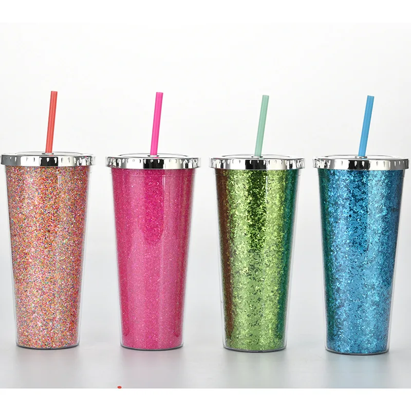 
BBA215 Customized 24OZ Large Capacity Double Layer Plastic Straw Cup Girl Student Universal Water Cup 