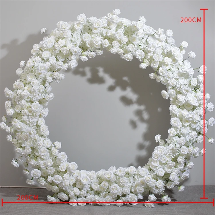 Hot-sale Circle Wedding Floral Arch Round White 2m Custom Artificial Flower Wedding Arch for Ceremony Stage Backdrop Decoration