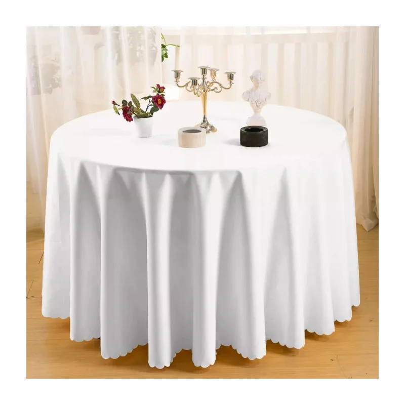 wholesale Luxury round table tablecloth mantel de lino para boda white table cloths