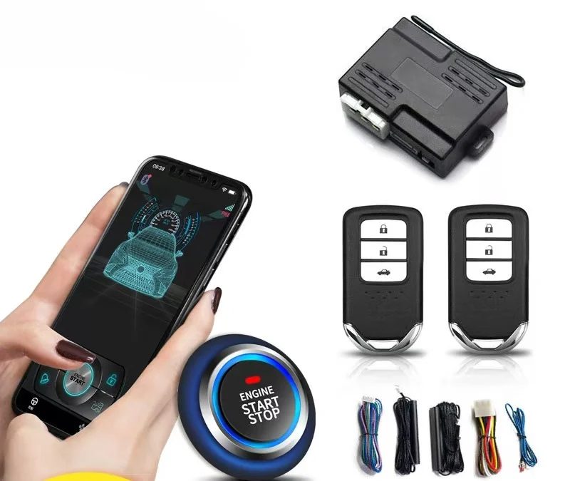 Factory wholesale car general mobile phone Bluetooth control car one key start keyless entry remote start one-way alarm