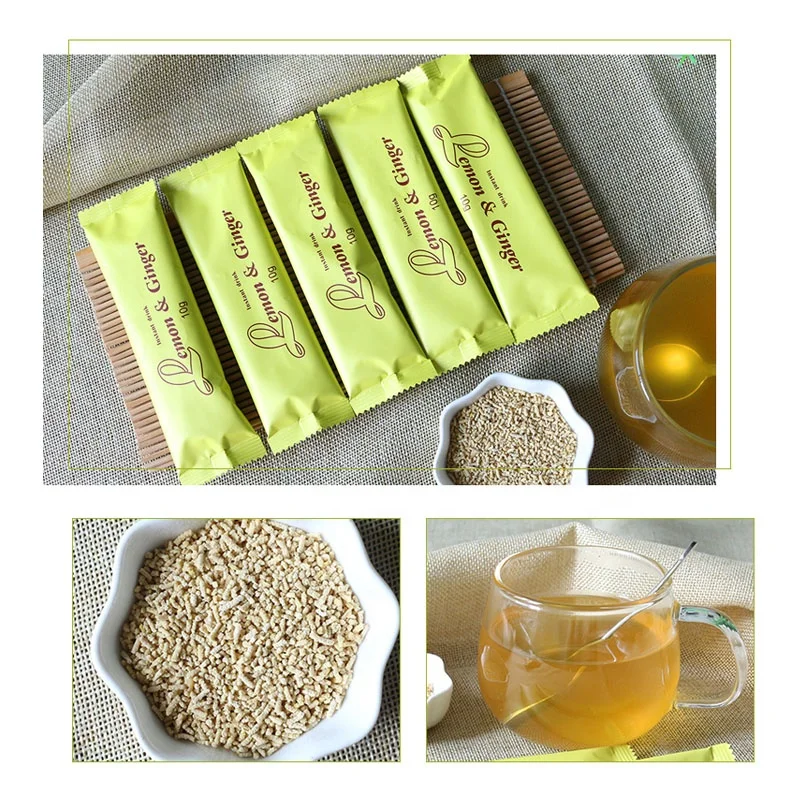 Instant lemon ginger tea herbal Lemon ginger whitening detox tea solid drinks