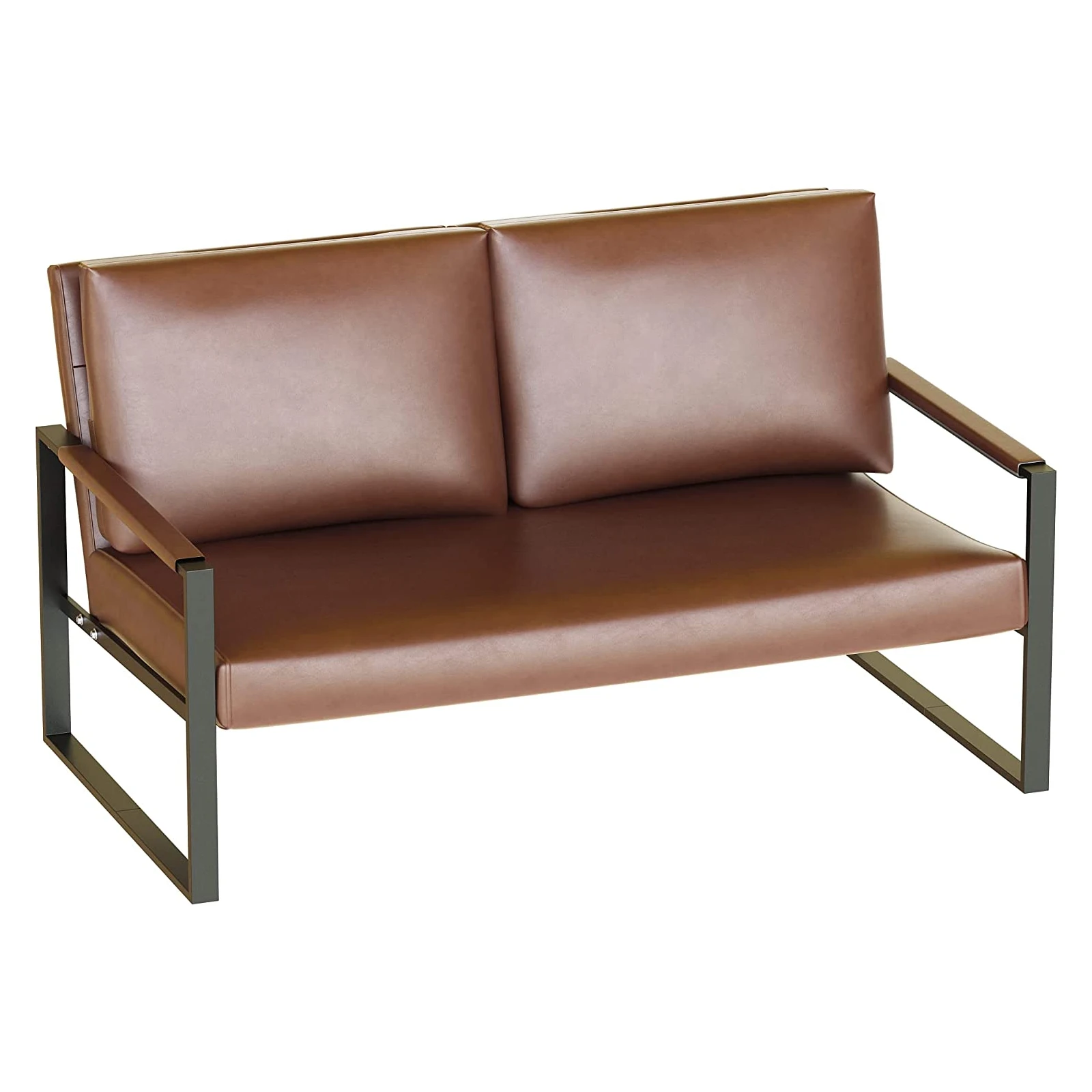 Mid-Century Upholstered 2 Seat Couch Sofa with Cushion Lounge Chair for Living Room Office