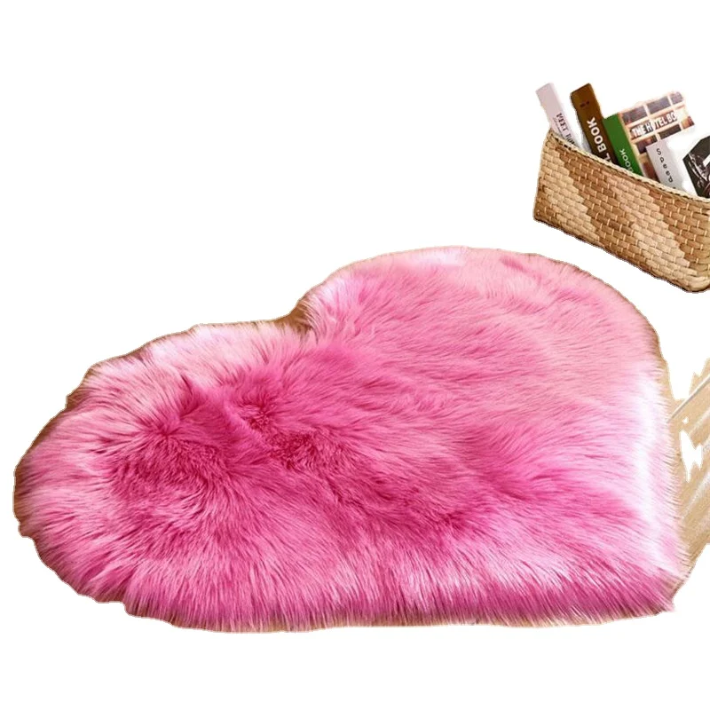 Long plush heart shape living room rugs three sizes area rugs for living room plain color floor carpet rug