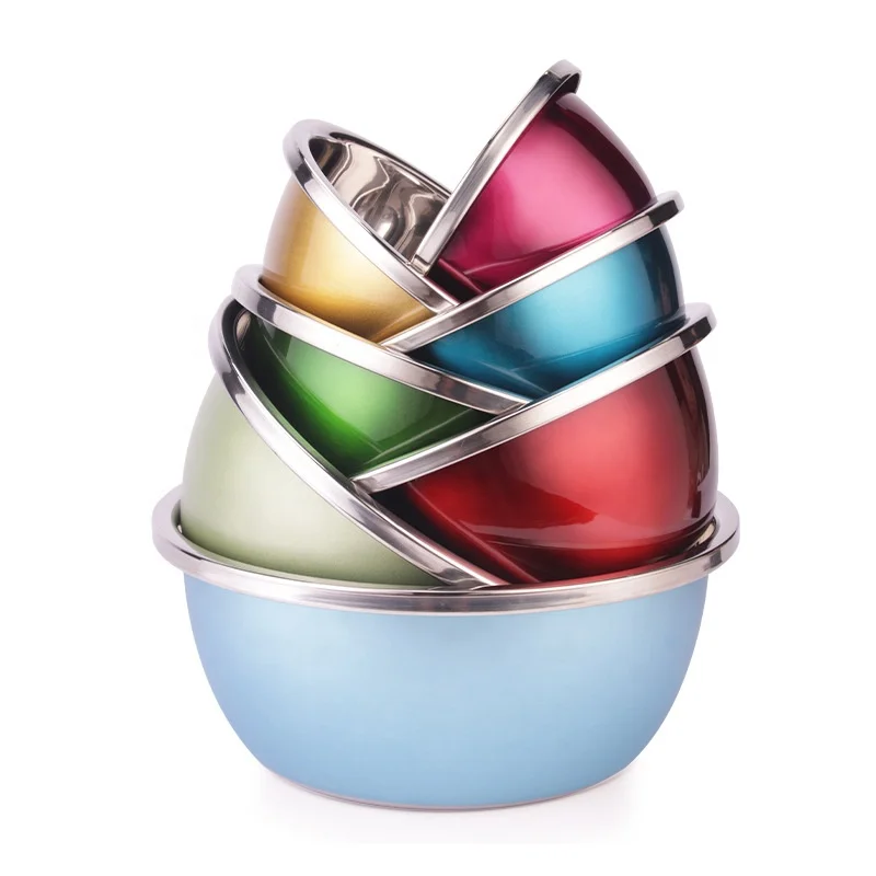 Kitchen Accessories Color Coating Soup Bowl Basin Stainless Steel Mixing Bowl Set knorr Salad Dressing