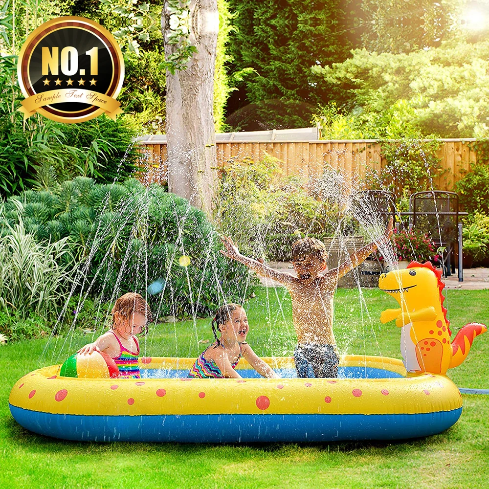 2021 New Style Safe and Durable 3 in 1 Dinosaur Inflatable Sprinkler Pool for Kids