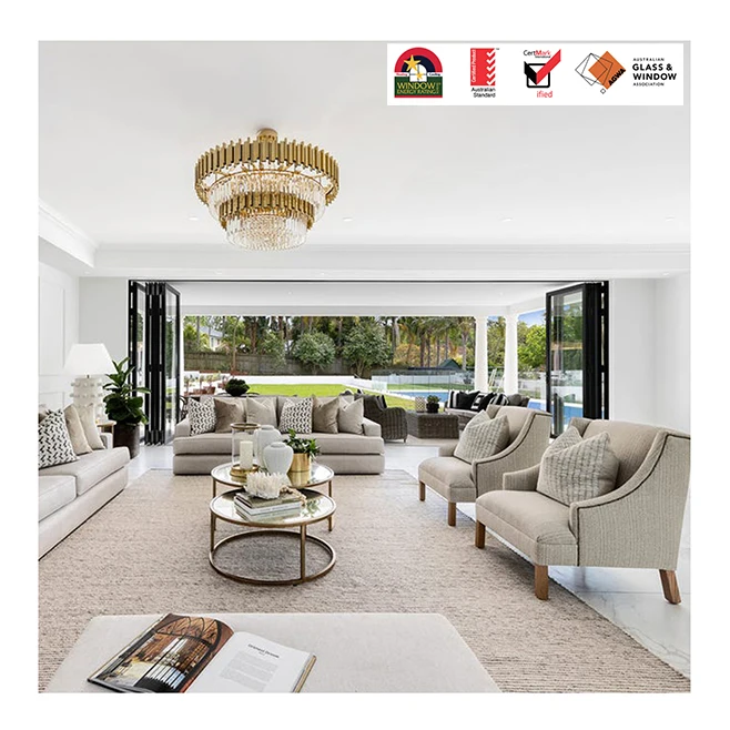 Australian Standard As2047 Residential Doors Aluminium Bifold Doors Double Glazed Soundproof Bifold Doors For House