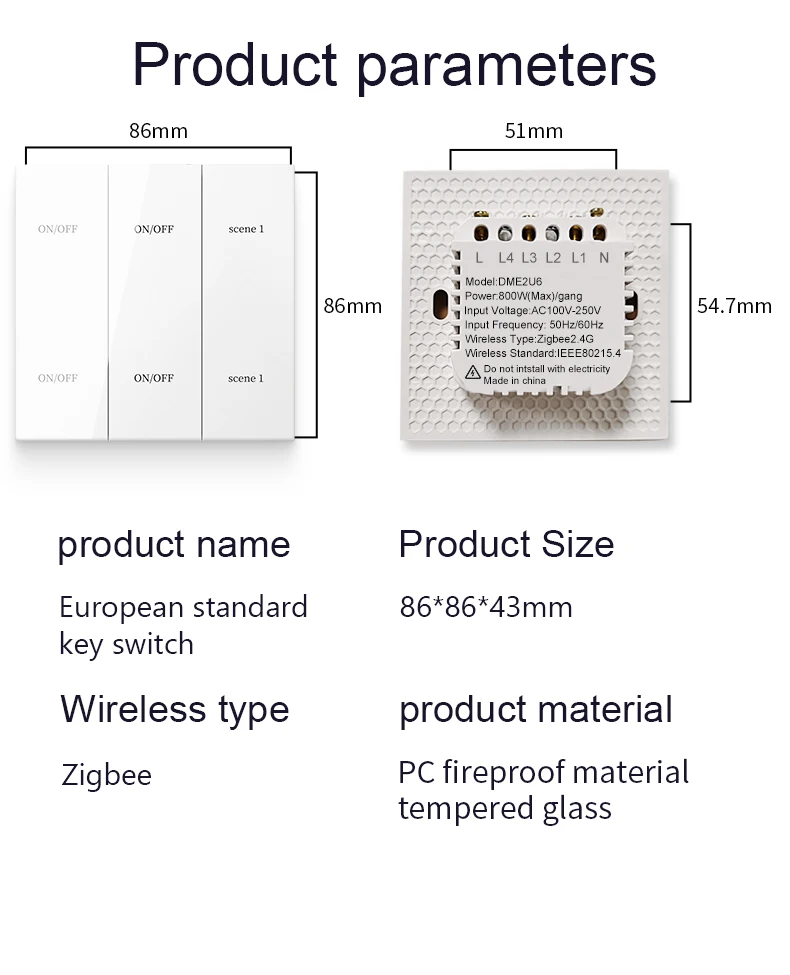 DUOMEI Tuya Zigbee Grey Electrical Wall EU light Switch AC 220v power electrical wall Smart switch For Home