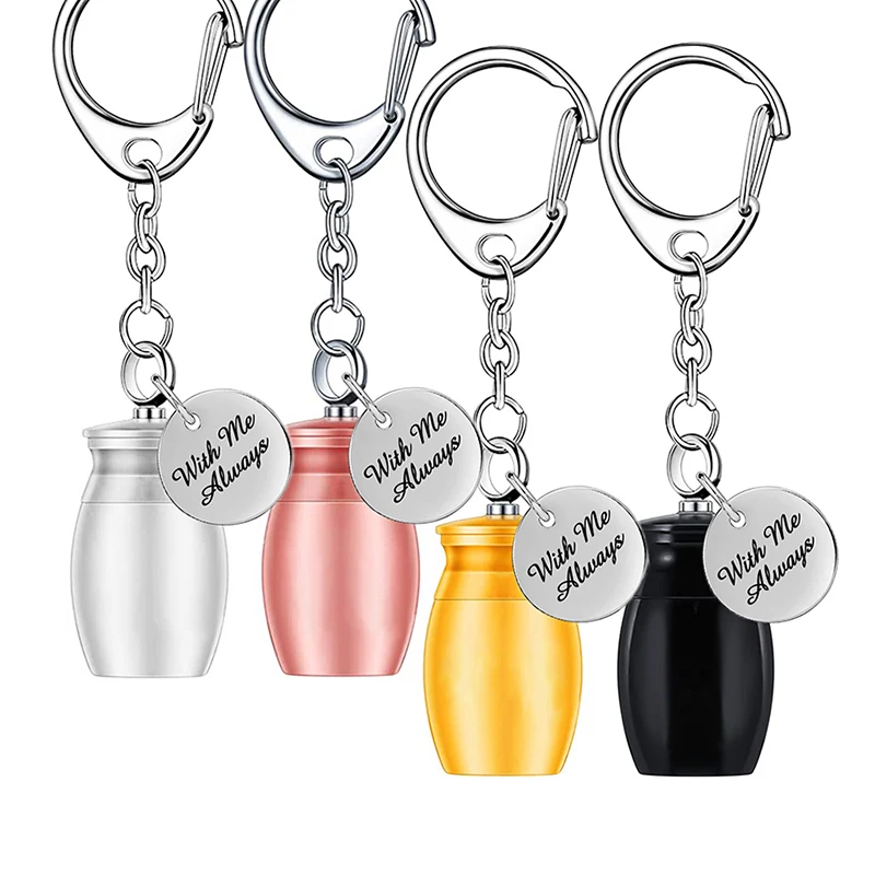 Cremation Jar Keychain for Human Pet Ashes Memorial Urn Pendant Loved Ones Keepsake Jewelry Gift Round Tags - With Me Always