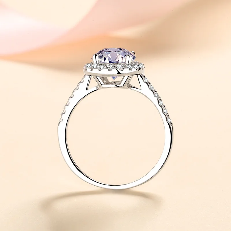 JS New 925 Silver Hand Jewelry Women Inlay Alien 1 Carat 2 Carat Moissanite Ring Wedding Band