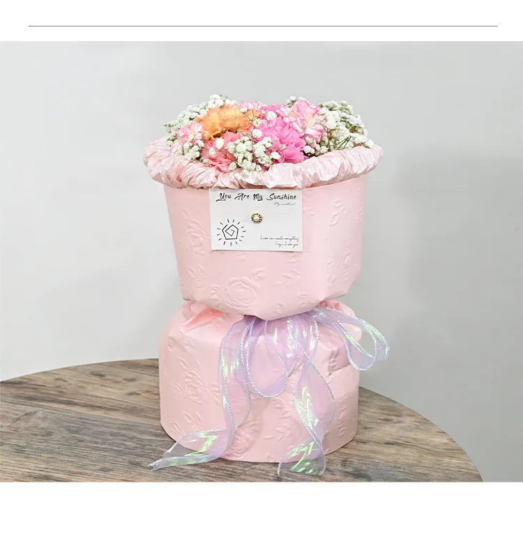 LONGSUN Floral gifts flowers bouquet wrapping paper three-dimensional art embossing paper, rose embossing paper