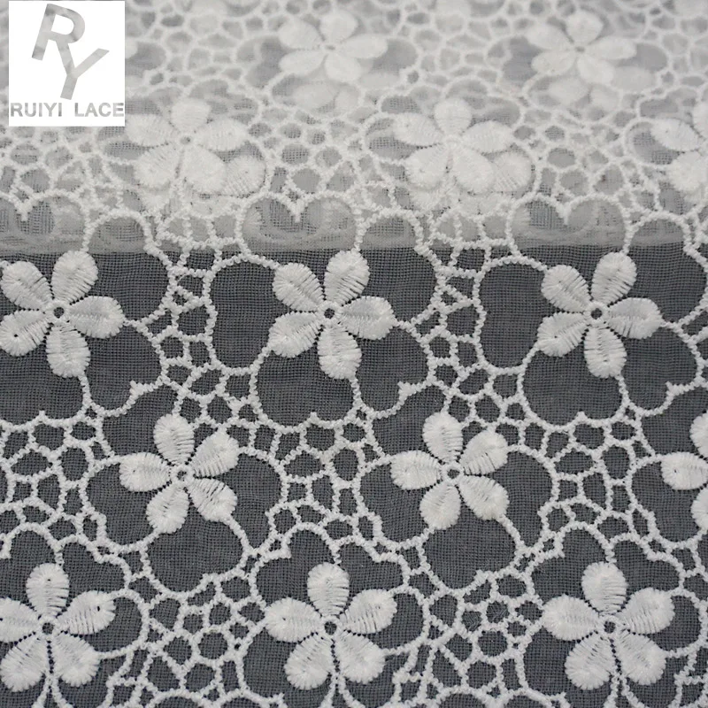 
MX108 Best selling white polyester embroidery 3D flower floral beaded tulle lace fabric 