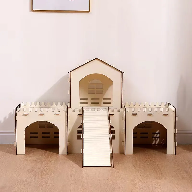 Customizable wooden rabbit hiding castle super large rabbit house