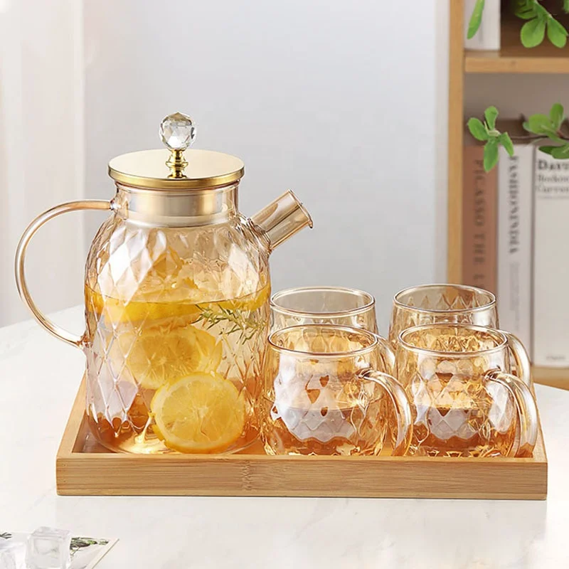 Drinking Glassware Glass Water Jug Glass Pitcher with Glass Cup Set