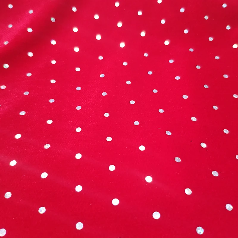 velvet fabric for garment clothing foil laser dot 92%Polyester 8%Spandex 4 way stretch textile custom elastic fashion