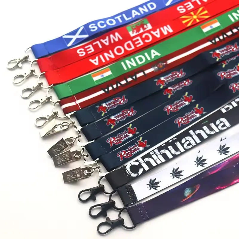 Custom lanyards high quality polyester phone printed design sublimation woven wrist lanyard with logo custom strap keychain