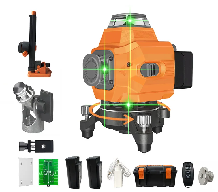 16 Line Laser Level Bluetooth Function&Remote Control 4D 360 Degree Rotary Green Beam laser level for Stair laying