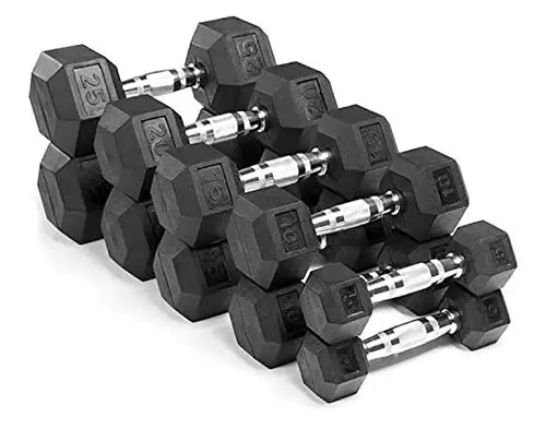 5-120lb 1-50kg customize rubber coating hex dumbbell for sale