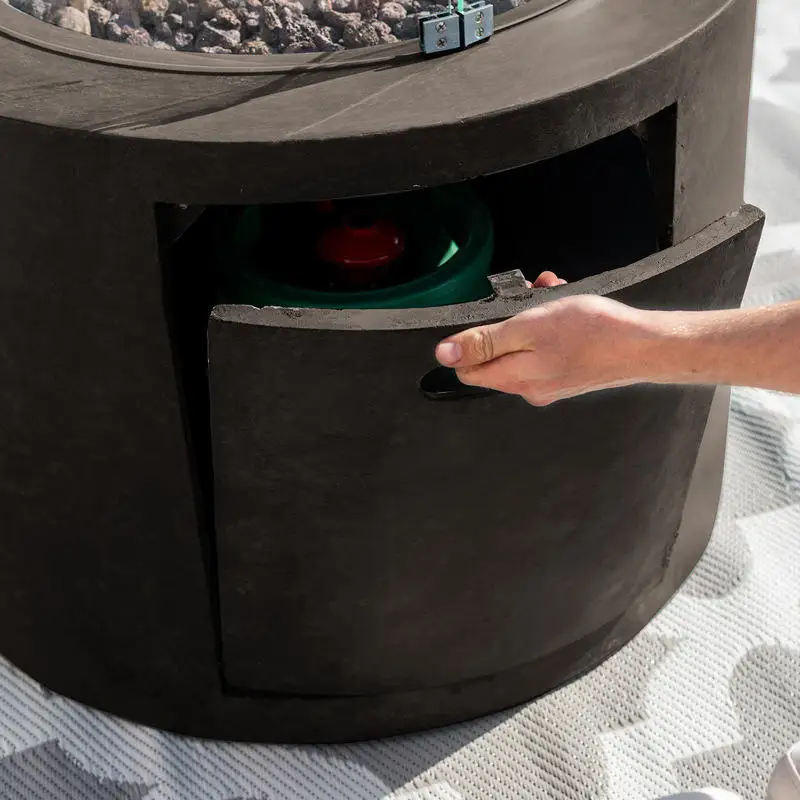 Round Patio Fireplace GFRC Gas Fire Pit Table Concrete  Dinning Table for Garden